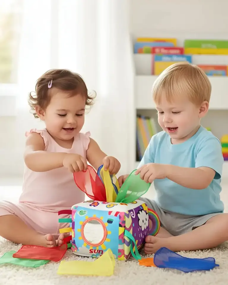 Cubo Sensorial Con Pañuelos