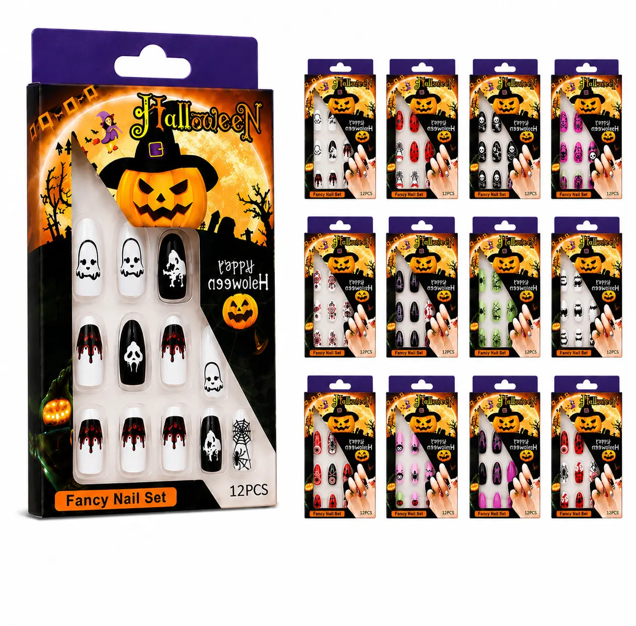 Set Uñas Postizas Halloween