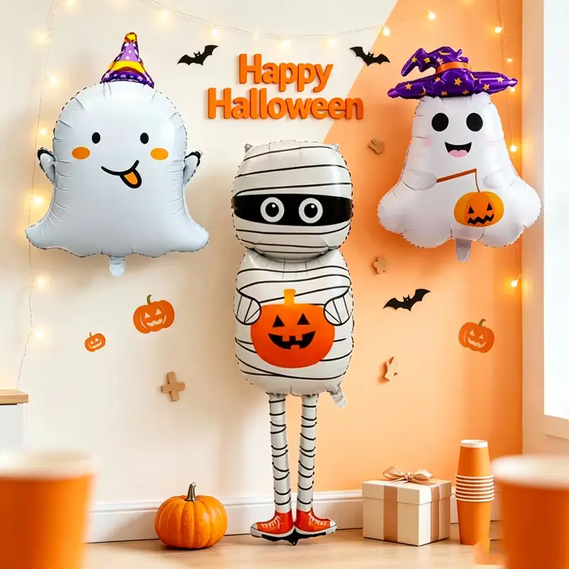 Set de 3 Globos Metalizados Halloween – Momia y Fantasmitas