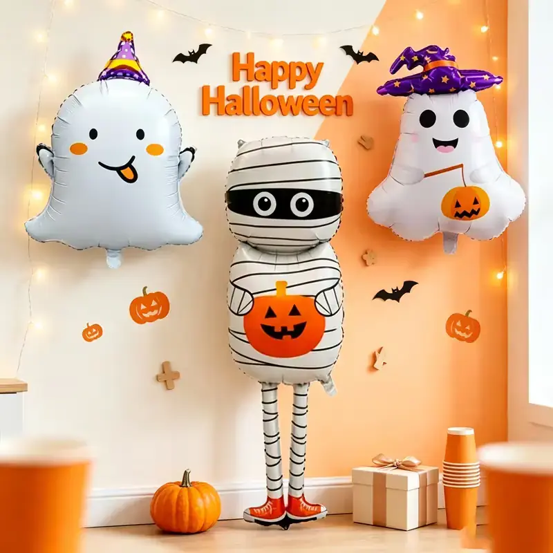 Set de 3 Globos Metalizados Halloween – Momia y Fantasmitas